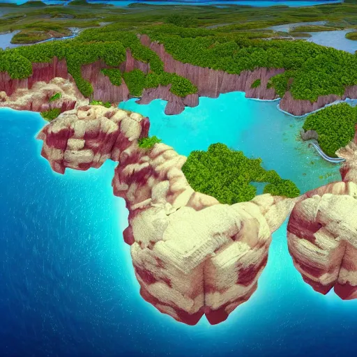 Image similar to flying islands panorama, unreal engine