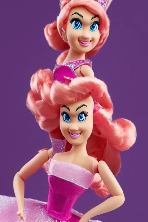 Prompt: princess peach from super mario as barbie doll, photorealistic, highly detailed,