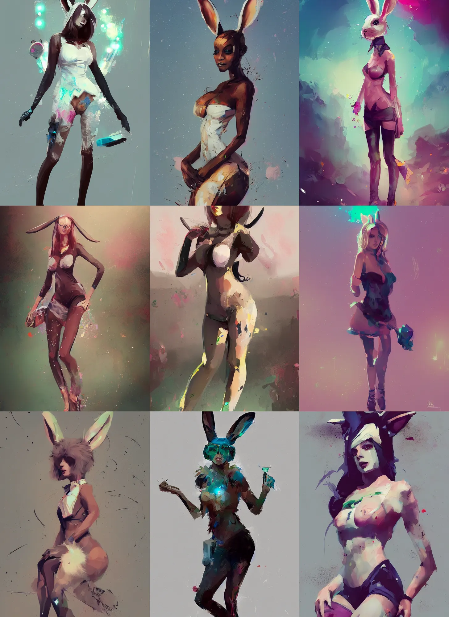 Prompt: a beautiful digital painting art of a full body portrait of a stylish bunnygirl, artwork by ismail inceoglu, trending on artstation