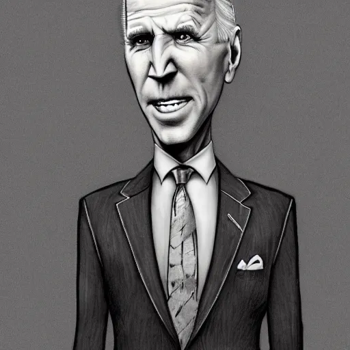 Image similar to michael karcz grunge drawing of joe biden. , in the style of corpse bride, loony toons style, horror themed, detailed, elegant, intricate, trending on artstation, 4k