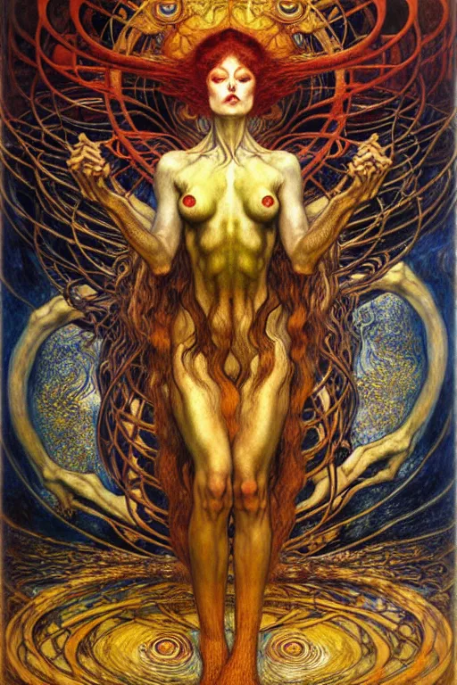 Image similar to Divine Chaos Engine by Karol Bak, Jean Delville, William Blake, Gustav Klimt, and Vincent Van Gogh, symbolist, visionary