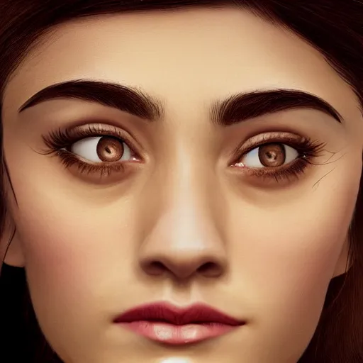Prompt: big eyebrows Emmy Rossum, realistic, photo studio, HDR, 8k, trending on artstation