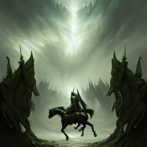 Image similar to concept art by artgerm, conquest of the four horsemen of the apocalypse, soft green natural light, intricate, hooded death riding a horse, highly detailed dark art, digital painting, artstation, concept art, smooth, sharp focus, illustration, art by greg rutkowski and luis rollo and uang guangjian and gil elvgren, symmetry!