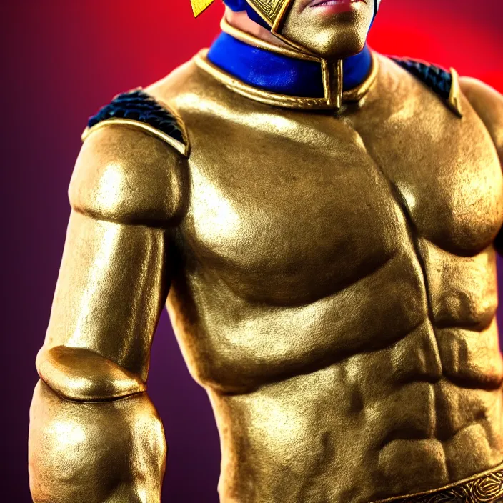 Image similar to bust, captain falcon as sheik mohammad ruler of dubai, head and torso only, masterpiece, medieval arabia, sharp details, hd, 4 k