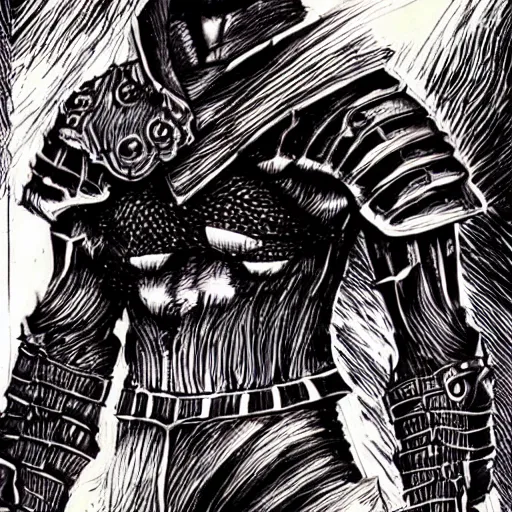 Image similar to guts from berserk in the style of chris chan, high detail