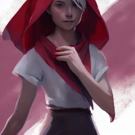 Prompt: full body portrait of a girl sorcerer with white hair in a hairbun, she is wearing a thin subtle red scarf around her neck, she is holding a large wand. cgsociety masterpiece, artstation trending, by rossdraws, ghibli, kimi no na wa, greg rutkowski, simon stalberg, greg manchess