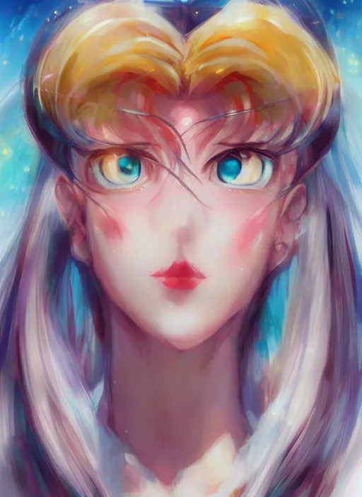 Image similar to by WLOP, By Sailor Moon, pretty face