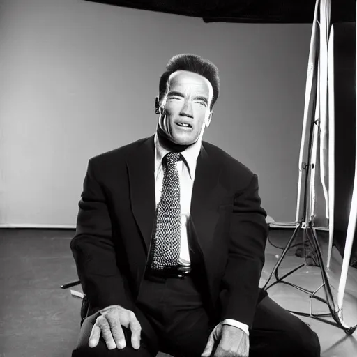 Prompt: Arnold Schwarzenegger as a thin man, 8k, studio photo, studio lighting