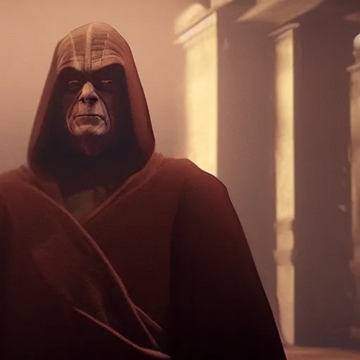 Image similar to Film still of Emperor Palpatine, from Red Dead Redemption 2 (2018 video game)