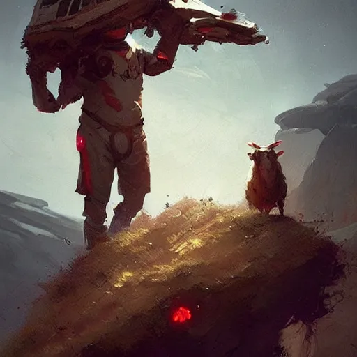 Image similar to 👨‍🚀🐏, digital Art, Greg rutkowski, Trending artstation,cinematographic