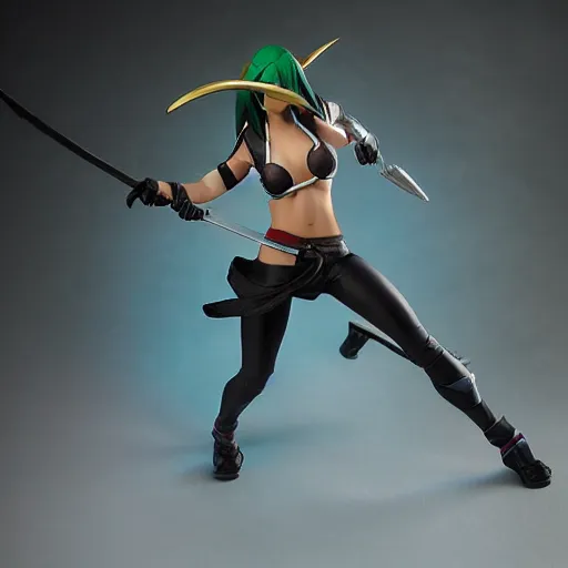 Prompt: akali from league of legends, actionfigure, studio lighting, product shoot