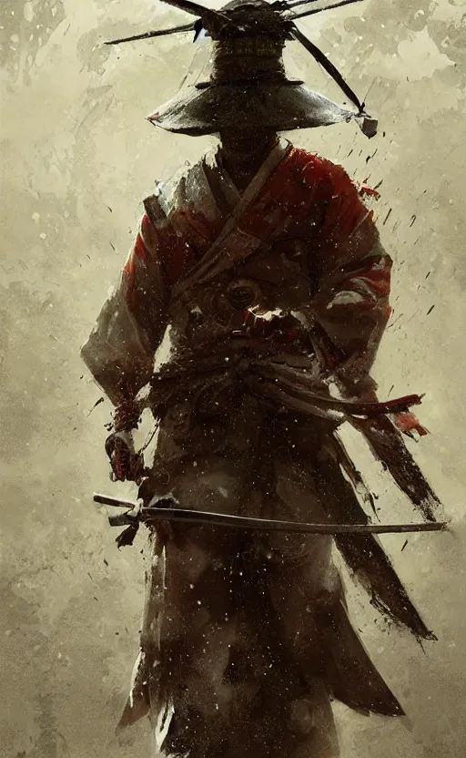 Image similar to samurai in rain, arcane, by fortiche, by greg rutkowski, esuthio, craig mullins, wlop