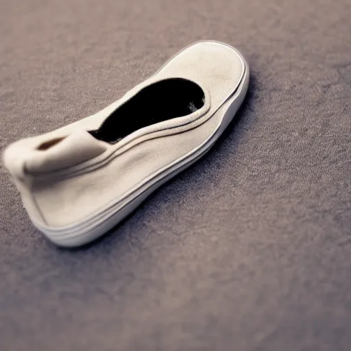 Image similar to shoe with no laces designed by Kanye West, product photography, shallow depth of field