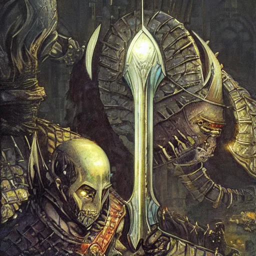 Image similar to the moonlight greatsword from dark souls, art by norman rockwell and donato giancola and greg rutkowski