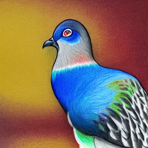Image similar to Color pencil drawing of a pigeon wearing a FC Barcelona shirt