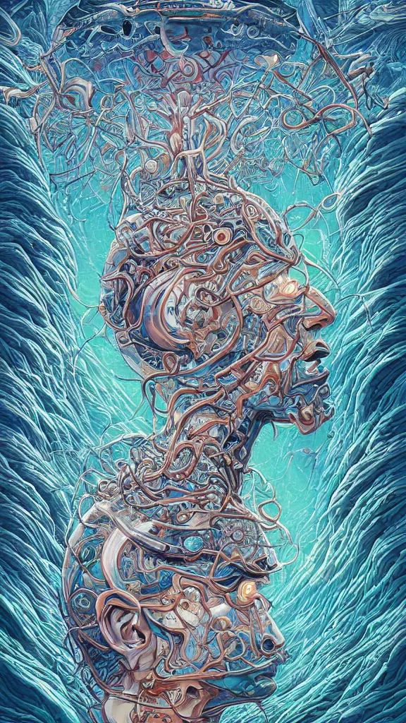 Image similar to android jones alex grey alex grey mark cooper artgerm artstation award winning photorealistic detailed hypervivid intense fantasy concept art, hypervivid intense mcbess, the sea by dan mumford