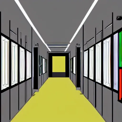 Image similar to a hallway including an apple lisa, commodore 6 4, ibm pc, nes, playstation 1, nokia 3 3 1 0, iphone and quantum computer, hd, concept art