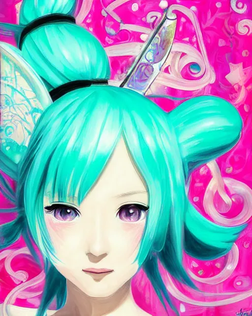 Prompt: a very beautiful painting of Hatsune Miku by Earl Moran