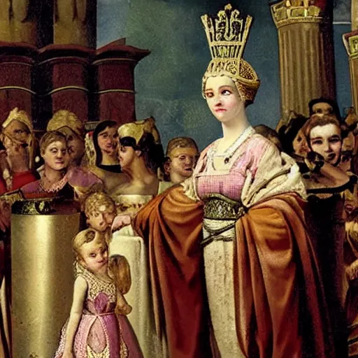 Prompt: young girl crowned empress of the roman empire