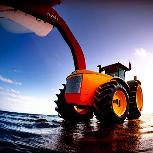 Image similar to ultrawide shot backlit tractor ploughing the seabed underwater photo on gopro