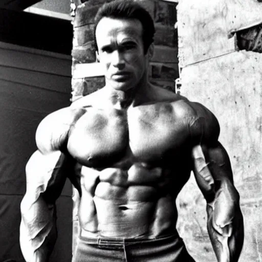 Image similar to skinny arnold schwarzenegger
