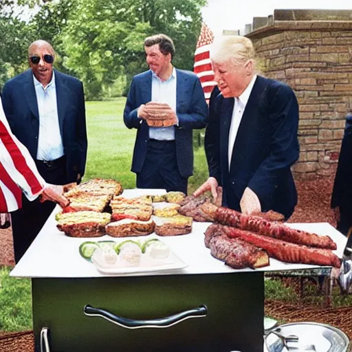 Prompt: usa presidents all having a bbq together