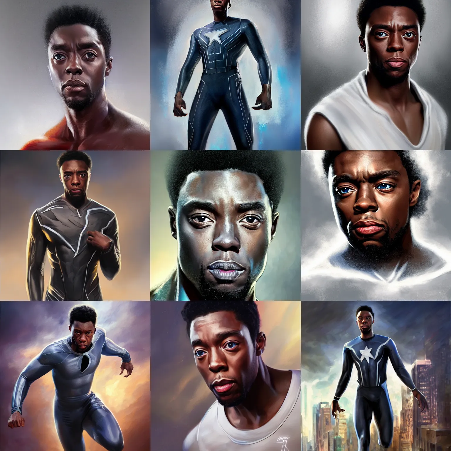 Prompt: chadwick boseman as quicksilver digital painting, detailed, 8 k, trending on artstation, smooth, sharp focus artwork by mark arian, artgerm, mark keathley, greg rutkowski