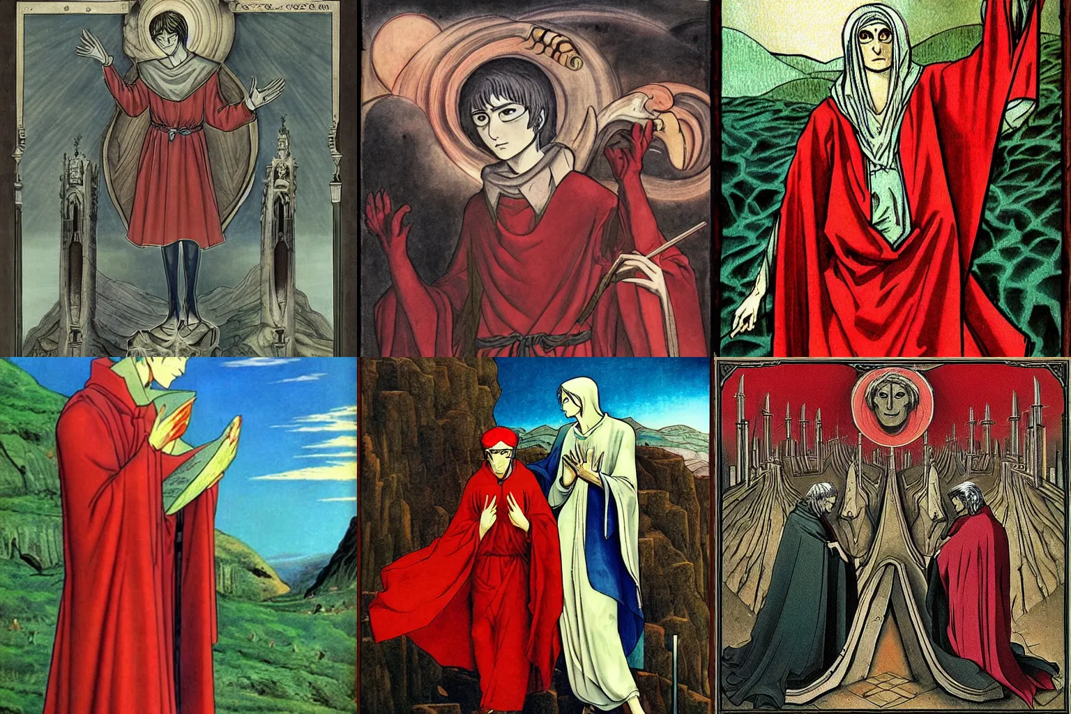 Prompt: Dante Alighieri\'s Divine Comedy, anime art