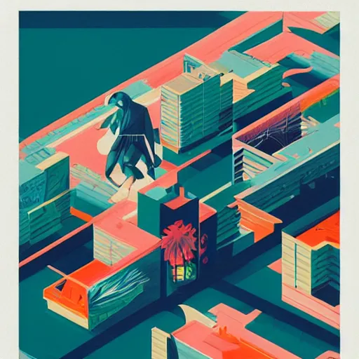 Image similar to Wynwood Miami Isometric painting by Sachin Teng, asymmetrical, Organic Painting , Hard Light and long shadows Matte Painting, geometric shapes, hard edges, graffiti, street art:2 by Sachin Teng:4