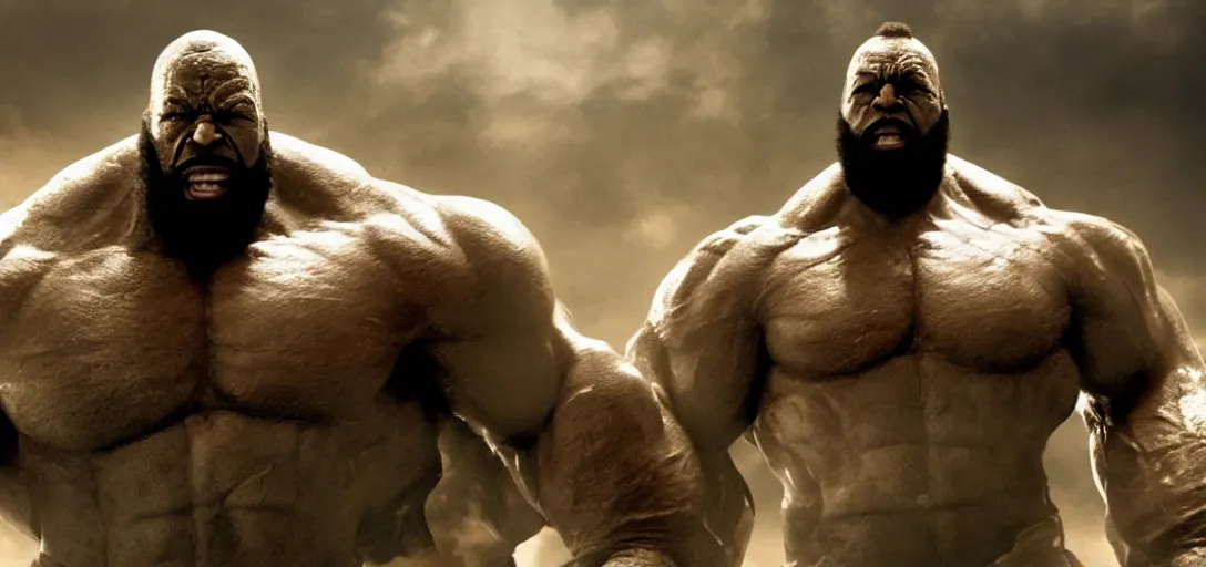 Prompt: still of mr. t as the hulk in marvel avengers