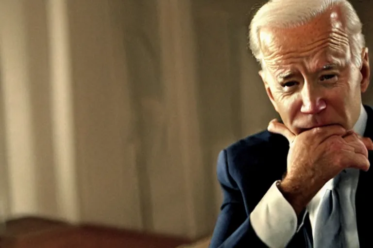Image similar to film still frame of biden in the worst scene in requiem-for-a-dream, high quality