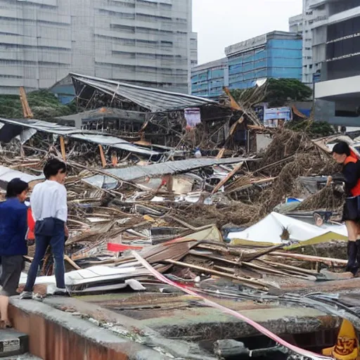 Image similar to Comiket was hit by a super typhoon, realistic, detailed, dramatic