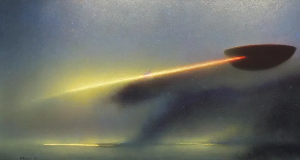 Prompt: masterpiece oil painting by the great famous sci - fi artist john harris.