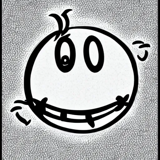 Prompt: smiley face cartoon, harvey ross ball style