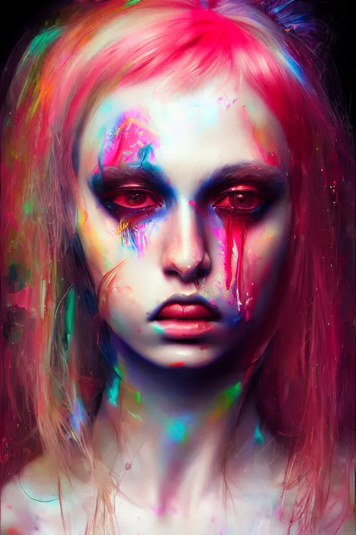 Prompt: photorealistic portrait of a rave party girl by ayami kojima and ewelina kowalczyk and alessio albi, trending on artstation
