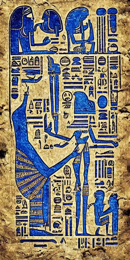 Image similar to egyptian hieroglyph blueprints to a spaceship