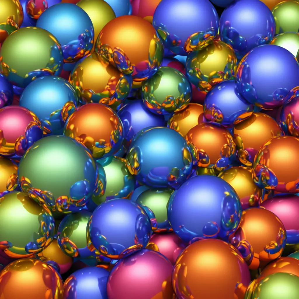 Image similar to high quality 4 k very colourful highglossy texture of chrome spheres, 3 d, photorealistic, high poly, 8 k render, unreal engine 5, volumetric lighting, realistic shadows