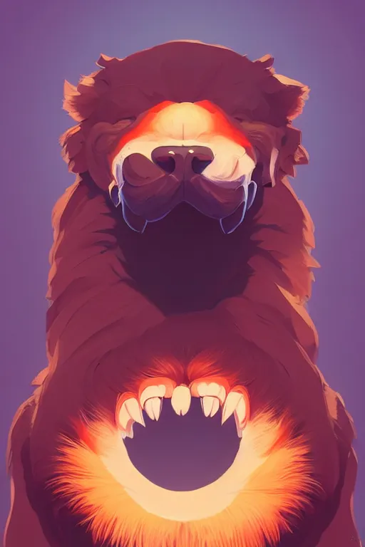 Image similar to big monster dog, teeth, smooth, centered, solid bacgkround, median photoshop filter cutout vector behance, hd by artgerm, jesper ejsing, by rhads, makoto shinkai and lois van baarle, ilya kuvshinov, rossdraws, illustration, art by ilya kuvshinov and gustav klimt