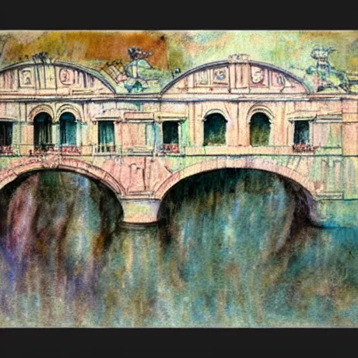 Image similar to the bridge of sighs in the style of vrubel, watercolor, pastel colors