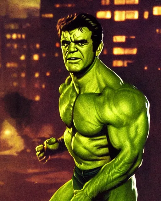 Prompt: sean connery as the incredible hulk, dynamic lighting, ultra detailed