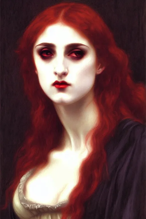 Image similar to victorian vampire, painting by rossetti bouguereau, detailed art, artstation