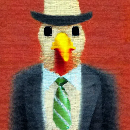 Image similar to a high quality photo of a chicken wearing a suit impressionism, 8 k