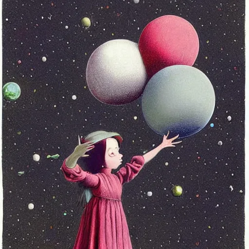 Prompt: A illustration. A rip in spacetime. Did this device in her hand open a portal to another dimension or reality?! color blindness by Cicely Mary Barker, by Jonathan Wolstenholme
