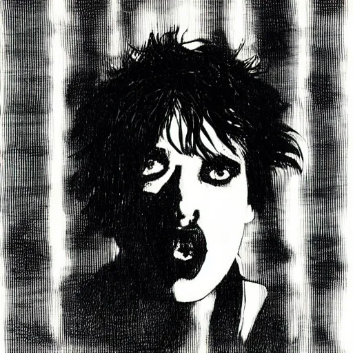 Image similar to robert smith, portrait, by guido crepax