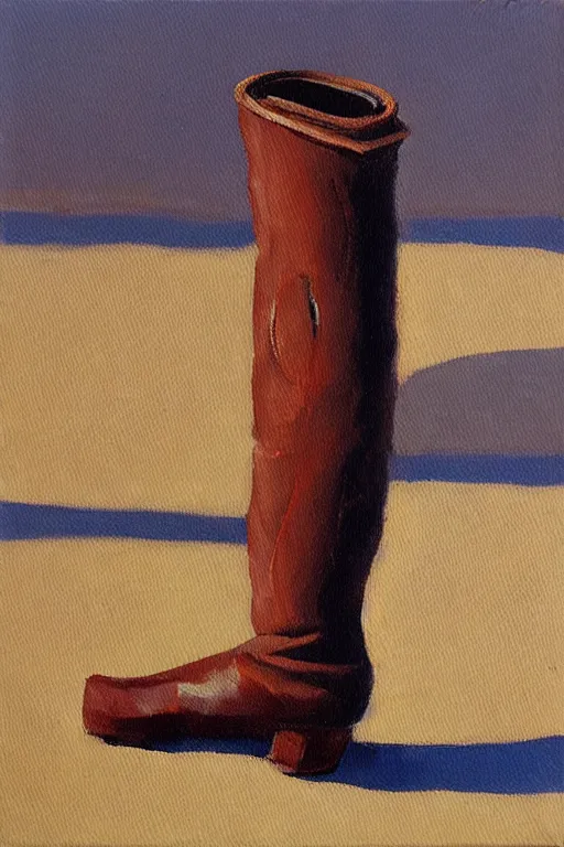 Prompt: an anthropomorphic boot on the ground, beksinki, oil painting