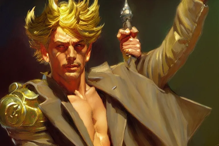 Image similar to male wizard, painting by gaston bussiere, craig mullins, j. c. leyendecker, tom of finland