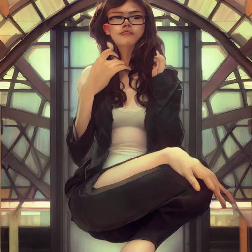 Image similar to computer scientist who served as an intel systems engineer, full-body shot, digital painting, smooth, elegant, hd, art by WLOP and Artgerm and Greg Rutkowski and Alphonse Mucha