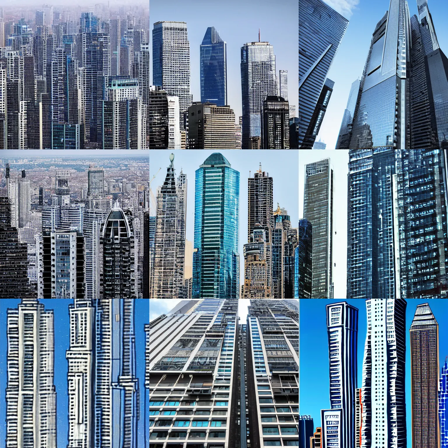 Prompt: electronic failure city skyscrapers