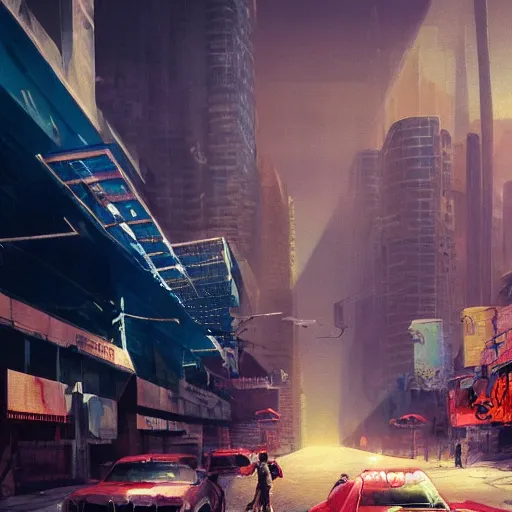 Image similar to sci-fi epic concept art of dried miami city, red dust and smoke in the air, rays of light, neon billboards and dried palmtrees in the streets, mutated aligators in corners epic scene, scifi, hyperrealistic