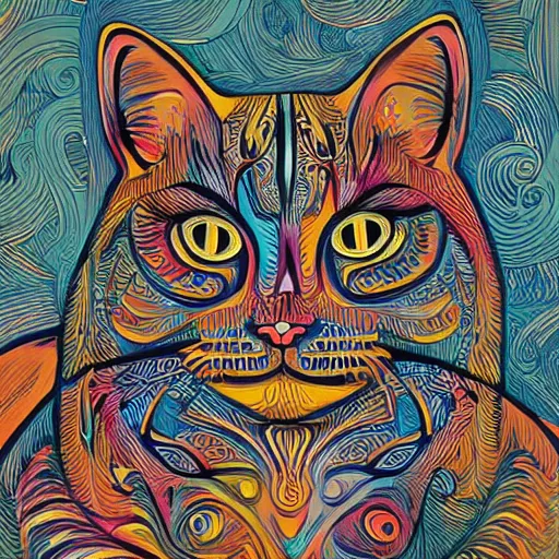 Image similar to A highly stylized conceptual art 4k shaded, finely detailed, matte illustration with intricate patterns of two abstract expressionist cats intertwined together in the style of Kandinksy